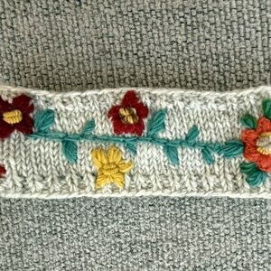 Floral Embroidered Knit Headband